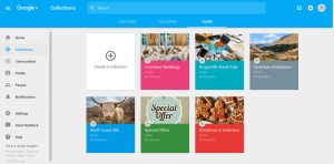 Screen grab of the collections page on Google+