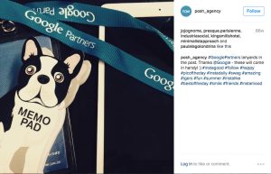 An Instagram Post of Google material that arrived at POSH