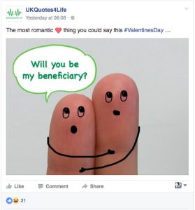Life Insurance company's clever Valentine's Day post