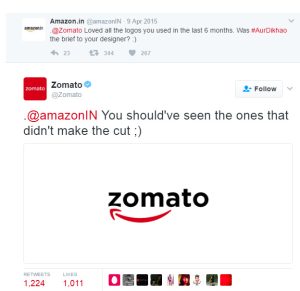 Zomato and Amazon enter a tounge-in-cheek twitter war