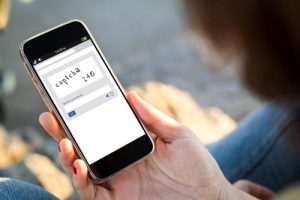 person viewing captcha image on their phone