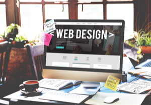 Web design banner on computer screen