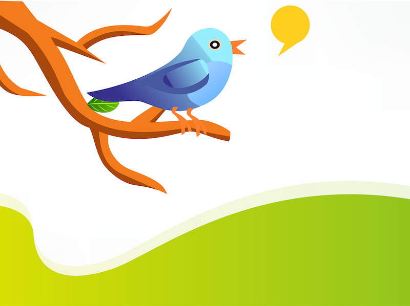 Twitter bird on branch tweeting