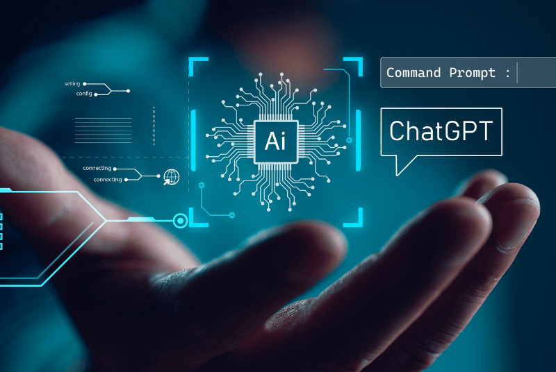 A hand holding CGI AI graphics.
